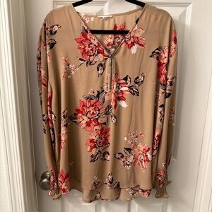 Maurices Red and Tan Floral Dress XXL